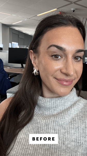 Allure commerce writer Lily Wohlner before using the Davines Love Shampoo and Conditioner Set