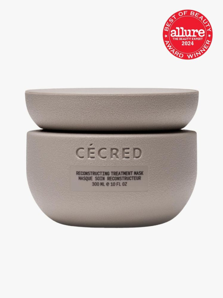 treatment mask in branded taupe component with lid on light gray background with red and white 2024 allure best of beauty seal